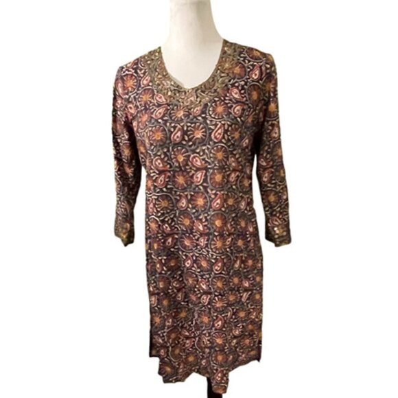 Paisly Embroidered brown tunic medium - Picture 1 of 4